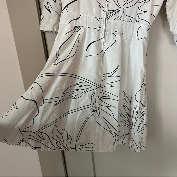Banana Republic Linen Blend Mini Dress Size 4P Stone Washed Tropical Print - Picture 8 of 8